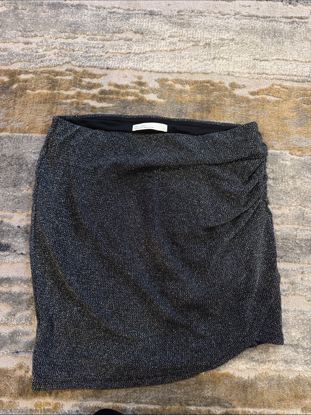 Metallic Black Glitter Knit Skirt - Women's